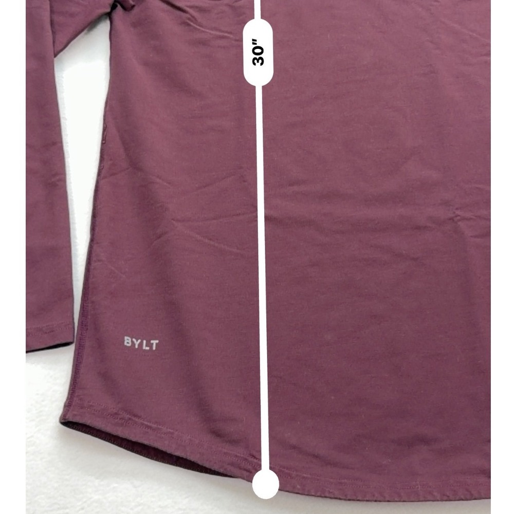 BYLT Drop Cut Lux Long Sleeve Shirt Mens XL Maroon Athletic Curved Hem - Picture 6 of 8